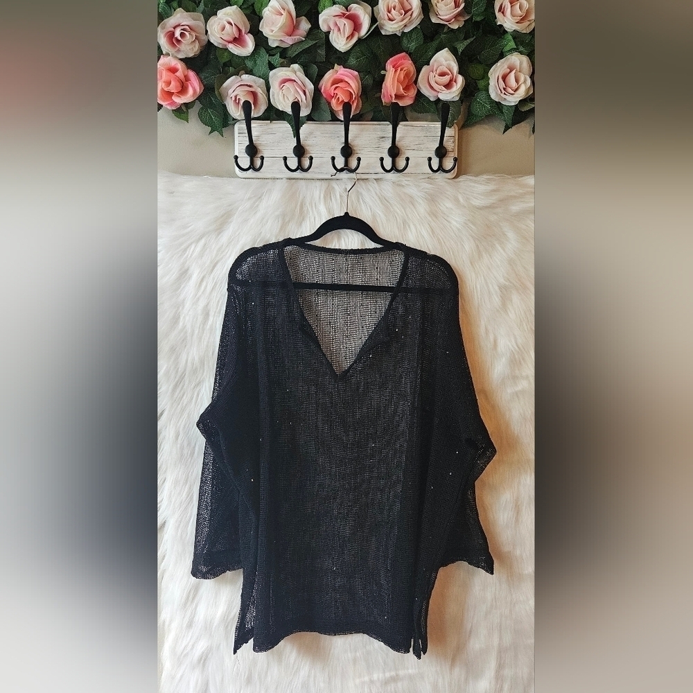Vintage Sequined Sheer Knit Swim Cover Up
